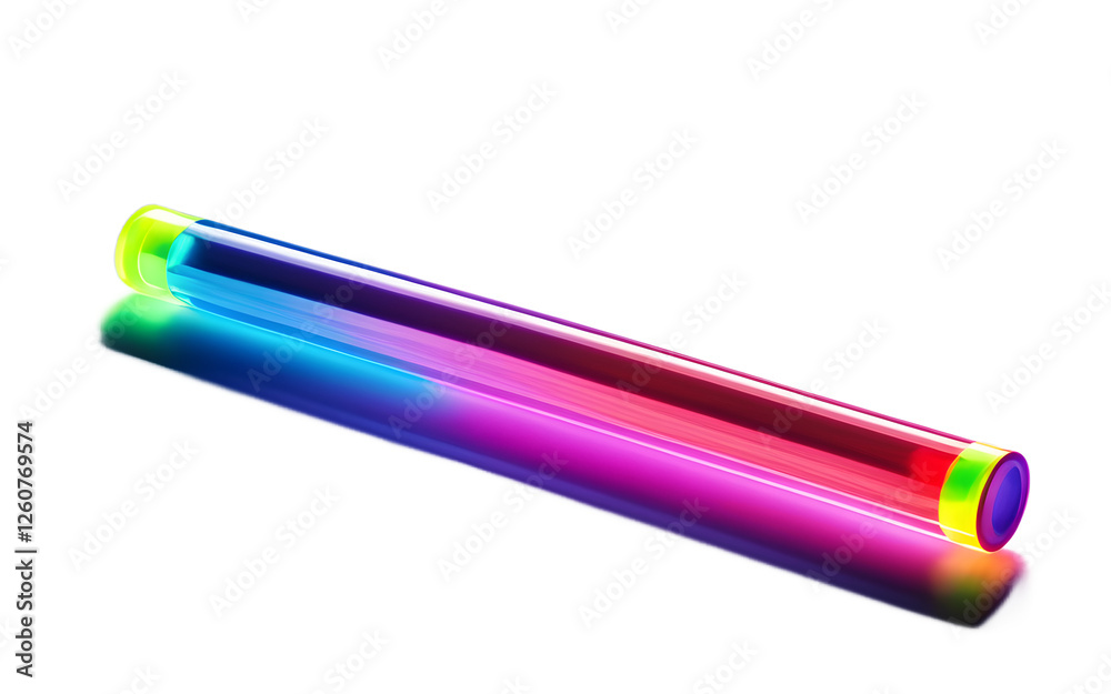 Poster A neon glow stick in multiple bright colors, isolated on a empty plain background