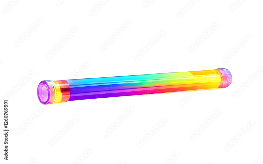 Poster A neon glow stick in multiple bright colors, isolated on a empty plain background
