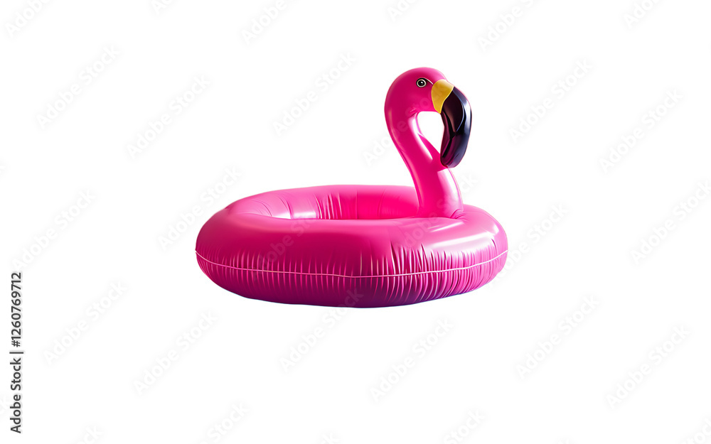 Poster A neon-colored inflatable flamingo pool float, isolated on a empty plain background