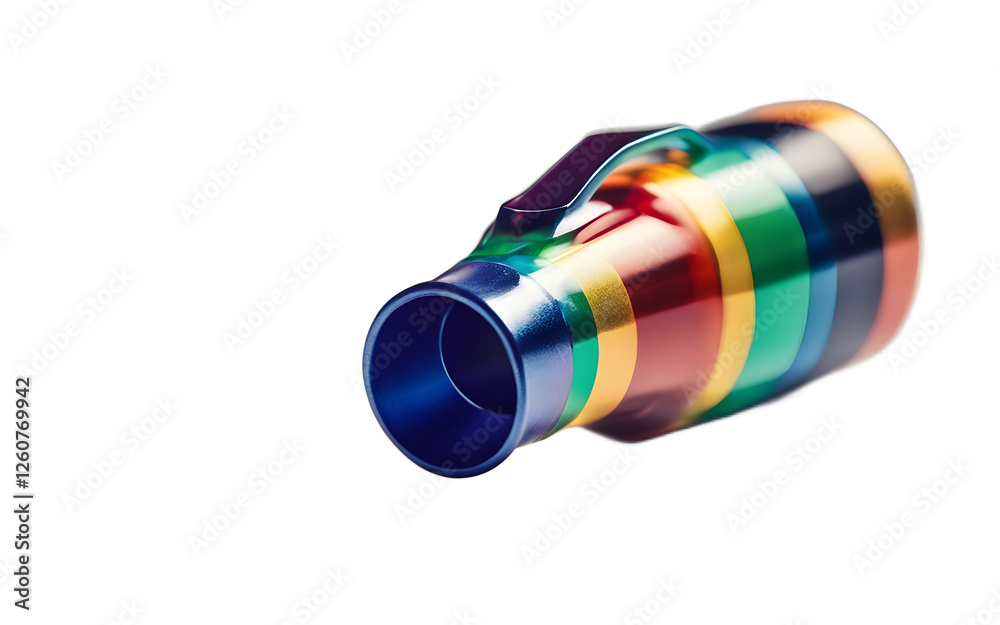 Poster A party whistle with a colorful tip, isolated on a empty plain background