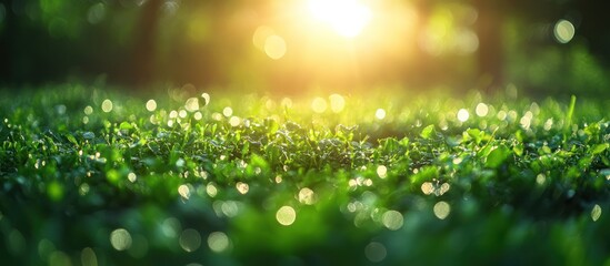 Obraz premium Sunset Grass Park Bokeh Background