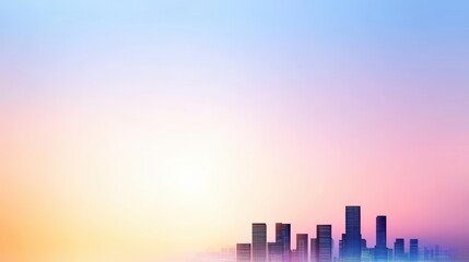 Vibrant sunset over modern city skyline with colorful gradient sky