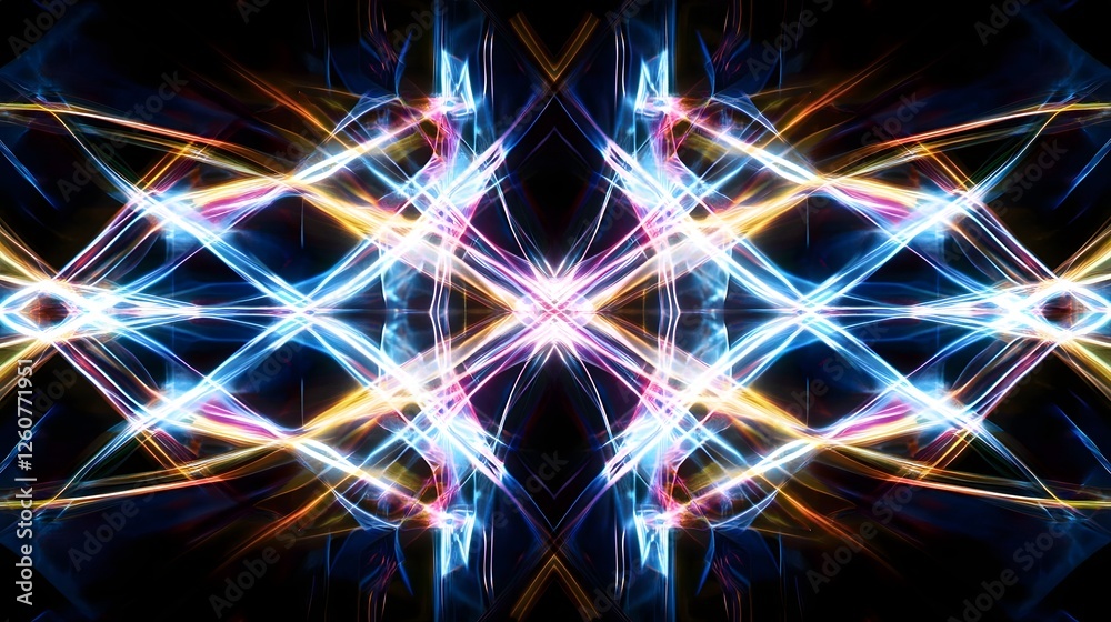 Poster Brilliant abstract image featuring swirling pulsating lights and patterns of dynamic luminous energy and futuristic technology