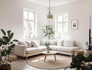 Fototapeta premium Modern Minimalist Living Room Interior Design