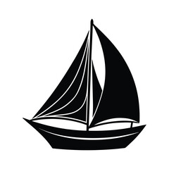 yacht silhouette isolated on white