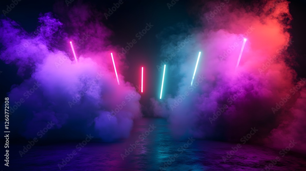 Poster bursts of vibrant multicolored fireworks light up the night sky creating a captivating and display o