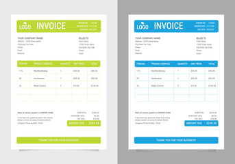 Customizable Invoice Design for Various Services and Products