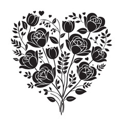 Elegant Love Floral Shape Vector Design for Weddings and Celebrations in White Background
