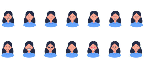 Portraits of woman. Girl Avatar.  Female emotions.
