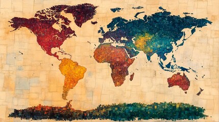 A map of the world with countries represented as tiny pixelated blocks.