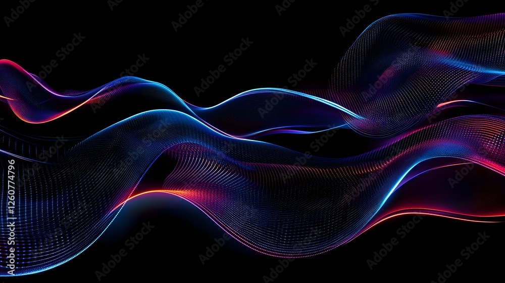 Aufkleber Captivating abstract composition featuring dynamic wavy lines in a vibrant spectrum of colors creating a mesmerizing futuristic visual experience  The fluid shimmering motion and luminous