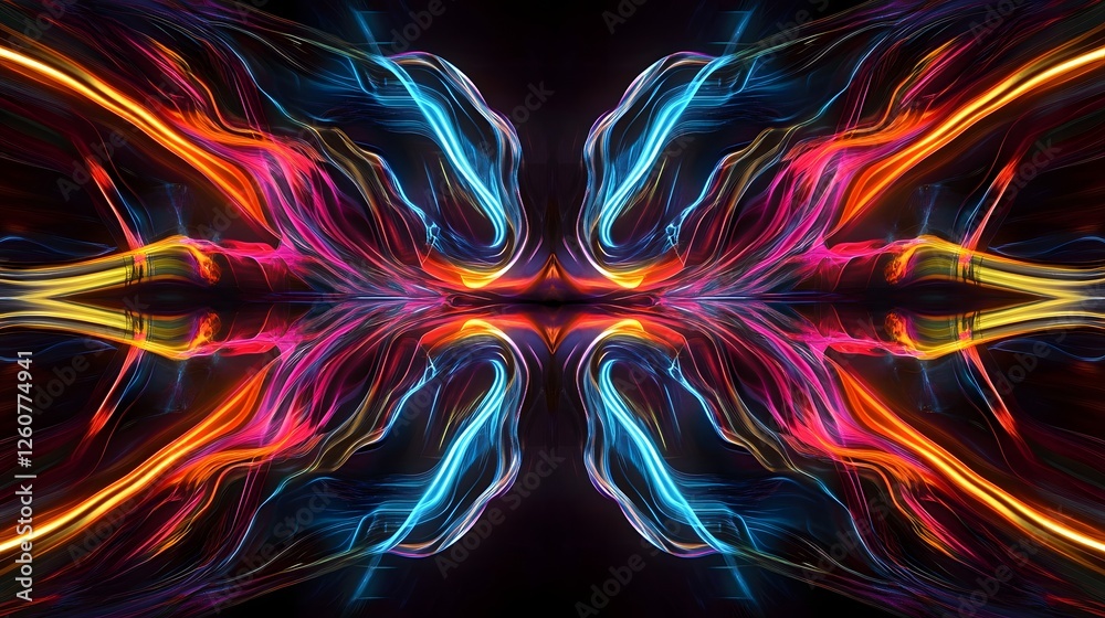 Poster Captivating abstract design featuring a dynamic explosion of vibrant colorful lights and energy  This visually striking and mesmerizing image evokes a sense of cosmic wonder and creative imagination