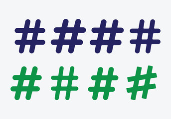 Obraz premium Hashtag Icon Collection. Colorful Hashtag Icons Set. Hashtag Silhouette Icon Pack. Social Media Hashtag Icons.