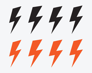 Lightning Bolt Silhouette Icons. Electric Bolt Icon Collection. Power Lightning Bolt Icons Set. Thunderbolt Icon Set.