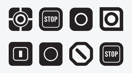 Minimal Stop Button Icon Set. Bold Stop Symbol Pack. Clean Stop Button Vectors. Simple Stop Button Silhouettes.
