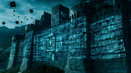 Cyber Security Fortress Protecting Against Malware Threats with Digital Shield