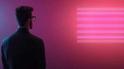 Glowing Silhouette of a Person Against a Colorful Background