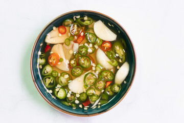 Fish sauce with Thai chilis. Thai condiment Prik Nam Pla.