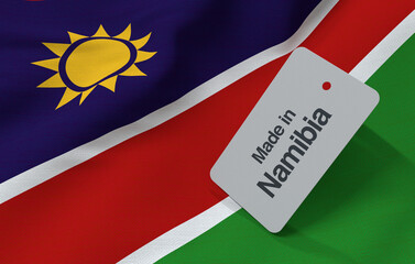 Namibian flag with Made in Namibia on a price tag - 3D Illustration