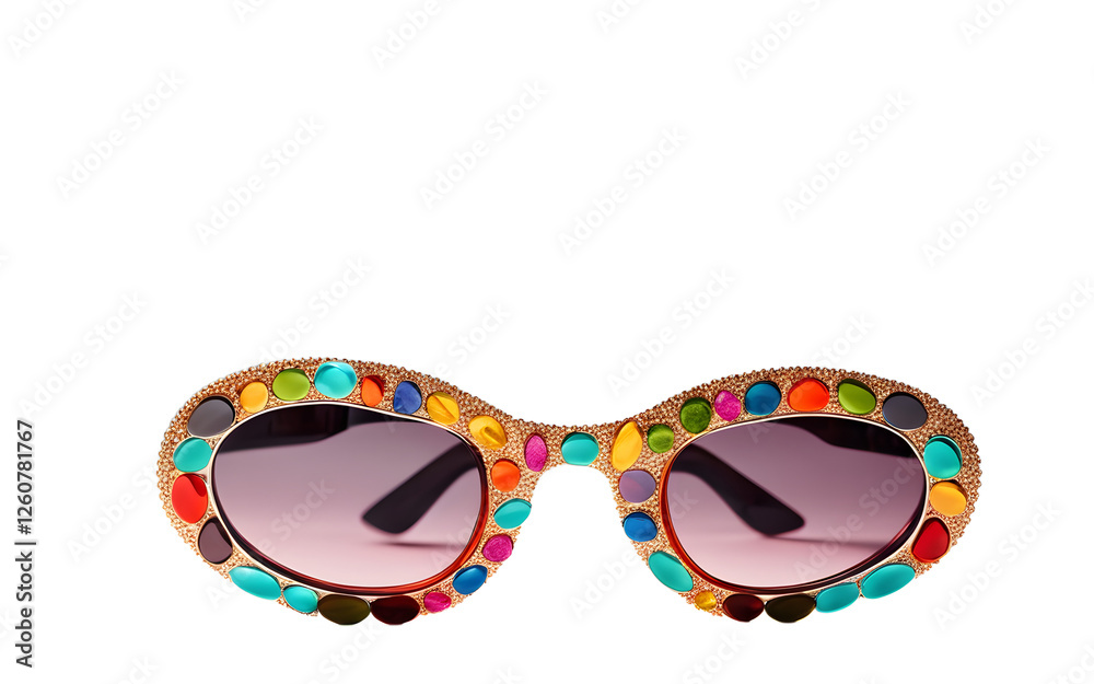 Poster a set of novelty sunglasses with fun shapes, isolated on a empty plain background