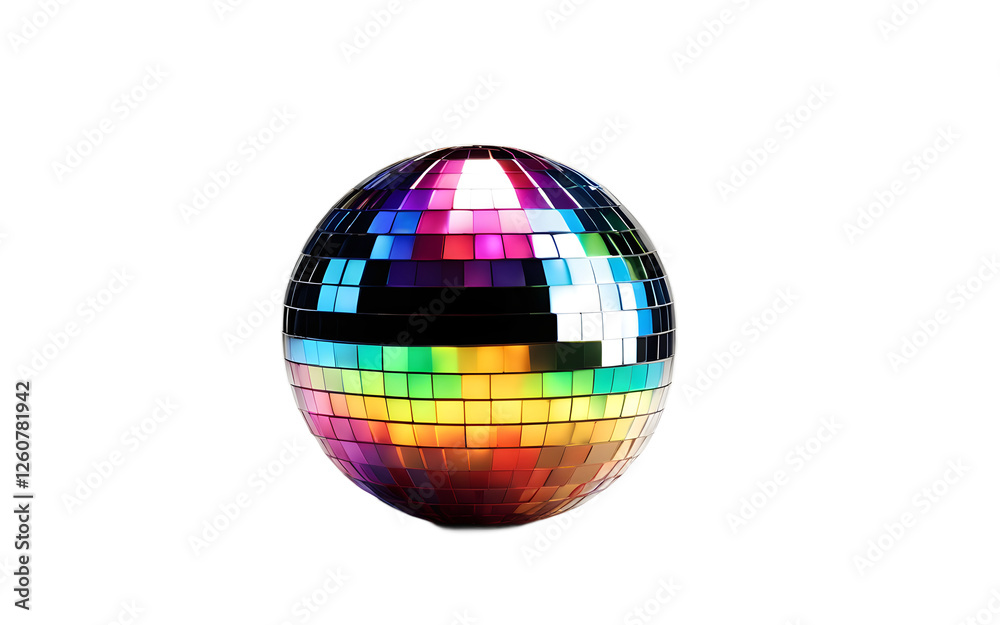 Aufkleber a small disco light ball casting colorful beams, isolated on a empty plain background