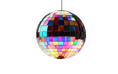Obraz premium A small disco light ball casting colorful beams, isolated on a empty plain background
