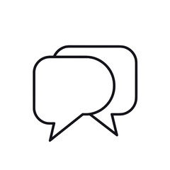 Naklejka premium Minimalist chat bubbles in black line art on transparent background, communication concept