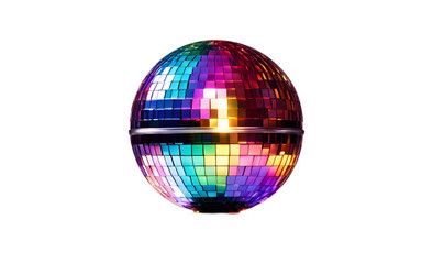 Obraz premium A small disco light ball casting colorful beams, isolated on a empty plain background