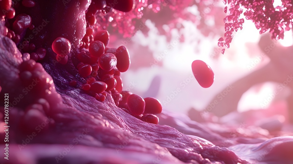 Aufkleber Captivating abstraction of vibrant pink and red organic fluid textures creating a mesmerizing dynamic and visually striking digital This image evokes a sense of energy imagination