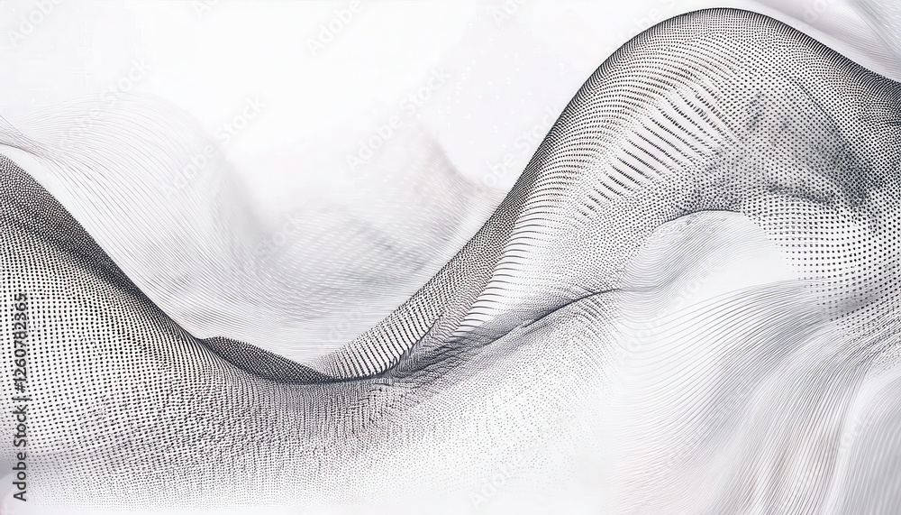 Poster abstract digital wave of black dots on white background for technology, data visualization, and mode