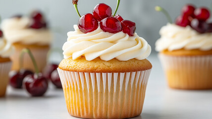 Delicious cherry topped cupcake, sweet treat for every occasion