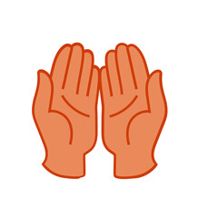 Ramadan illustration with open praying hands. svg icon