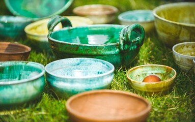 Exhibition of ceramics. Latgalian ceramics. Folk crafts of Latvia.