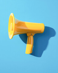 Creative space product engaging yellow megaphone close-up