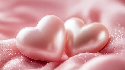 Obraz premium pink heart on pink fabric with glitter.
