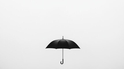 Black umbrella, foggy day, minimalist design, weather protection, website banner
