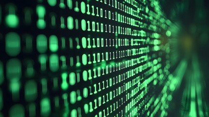 Obraz premium Softly Glowing Digital Matrix with Fading Binary Code for Tech Branding