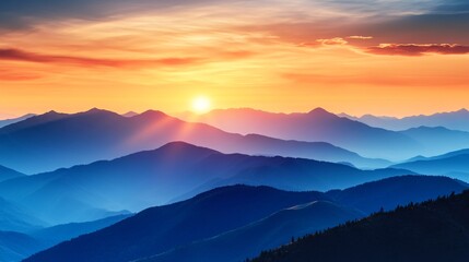 Obraz premium Scenic Landscape with Majestic Mountains and Vibrant Sky