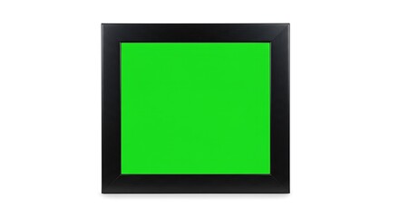 Fototapeta premium Isolated Black Picture Frame with Green Screen on White Background
