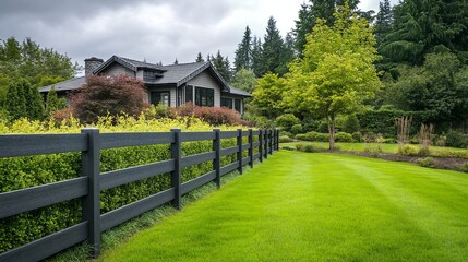 A house with a large fenced yard.