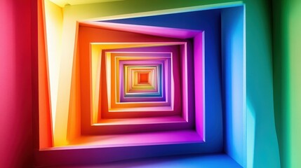 Abstract Rainbow Tunnel Optical Illusion