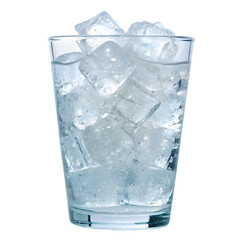A set of glasses containing ice and water in different combinations