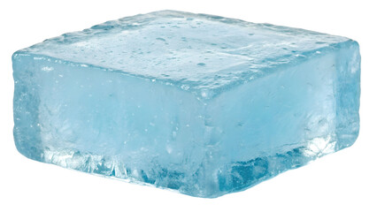 Fototapeta premium Crystal Clear Ice Cube: A pristine, translucent ice cube, capturing the light with its intricate crystalline structure and cool, light blue hue. Perfect for showcasing freshness, purity.