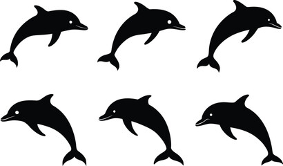 Fototapeta premium a, dolphin, silhouette, with, white, background,