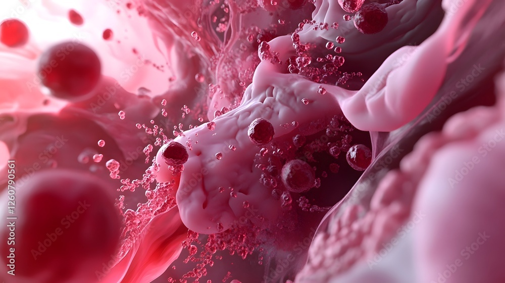 Leinwandbilder Captivating Fluid Art Composition with Vibrant Pink and Red Hues in Dynamic Motion  Mesmerizing and visually striking abstract digital artwork featuring flowing swirling