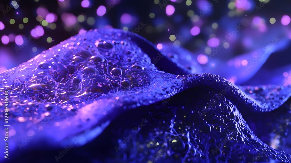 Fototapete captivating glimmering bubble gradient waves on enchanting violet twilight glowing bokeh backdrop wi