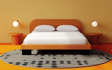 Mid-century modern bedroom interior design cozy home space vibrant environment stylish viewpoint