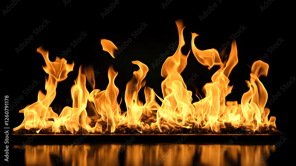 Poster Captivating image of a raging fire with mesmerizing flames dancing and licking across the frame casting a warm intense glow that illuminates the darkness
