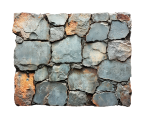 Stone wall texture nature shady place isolated on transparent background, png