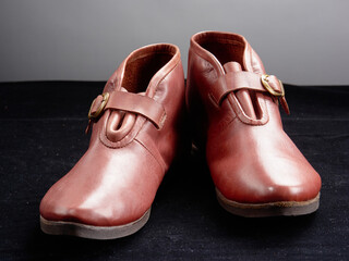 Vintage Viking Leather Shoes. Knight ancient boots